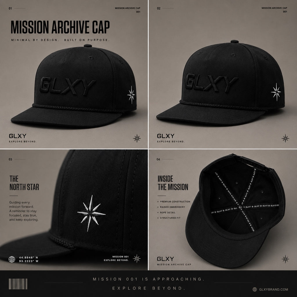 GLXY Mission Archive Cap — Vintage Black detail