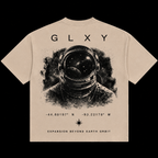 Back product shot of the GLXY Orbit 001 Vintage Cream t-shirt featuring astronaut artwork