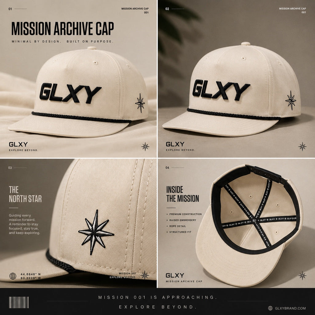 GLXY Mission Archive Cap — Vintage Cream detail