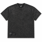 GLXY Mission 001 Orbit 1 heavyweight acid wash black t-shirt with puff print GB rocket logo and Orbit 1 mission patch